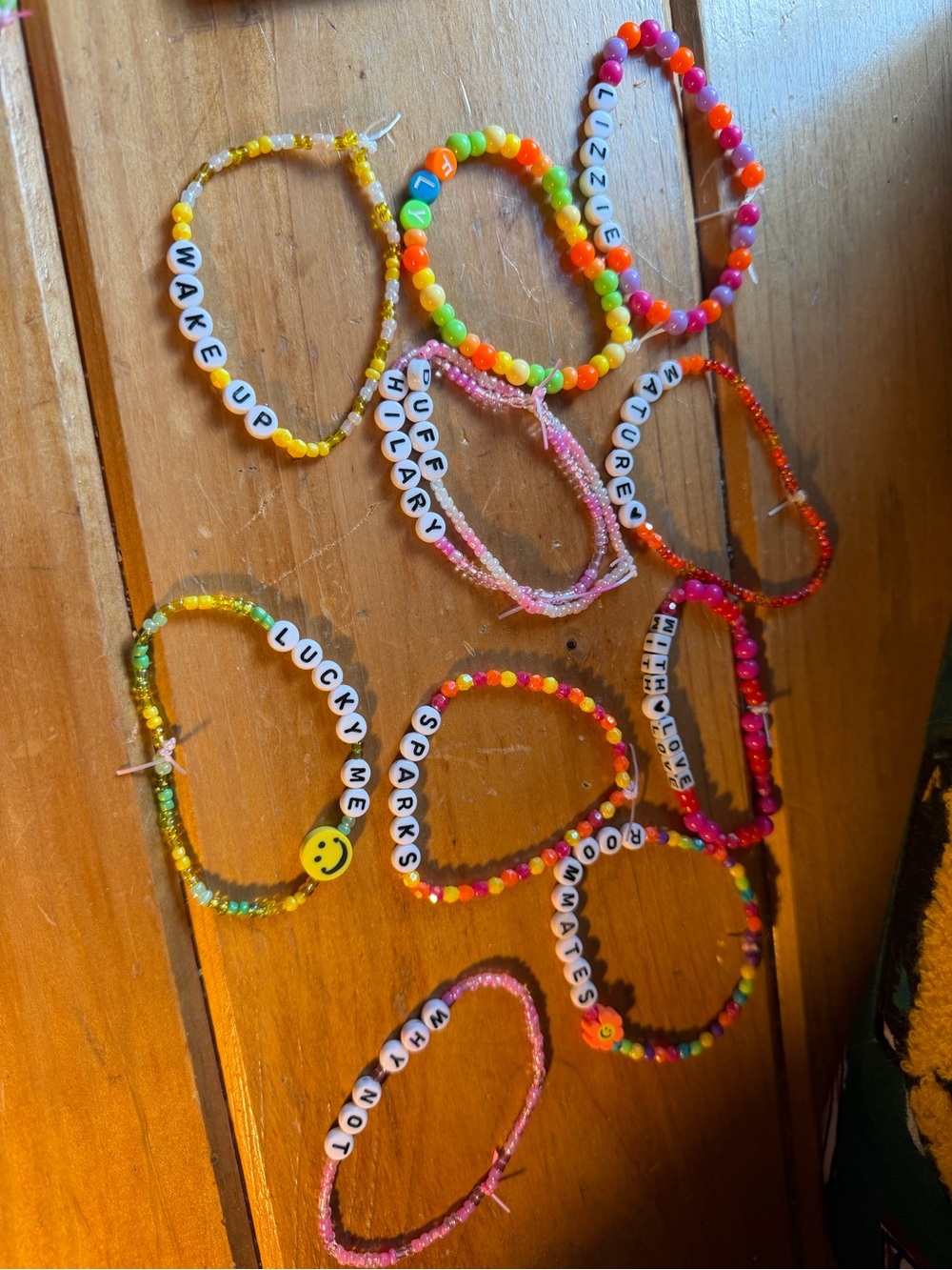 Hilary Duff Multicolor Beaded Name Bracelets - Set of Fun Patterned Bands